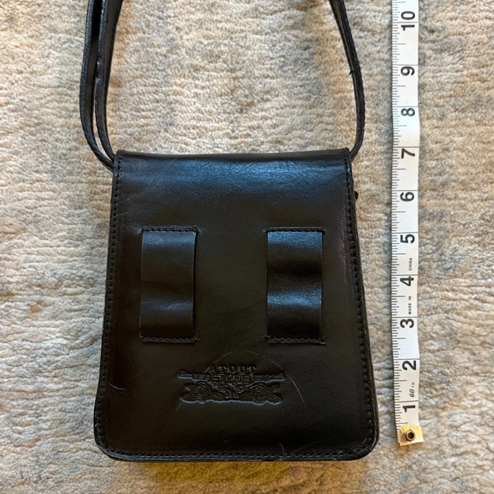 Black Leather Messenger Bag for Men